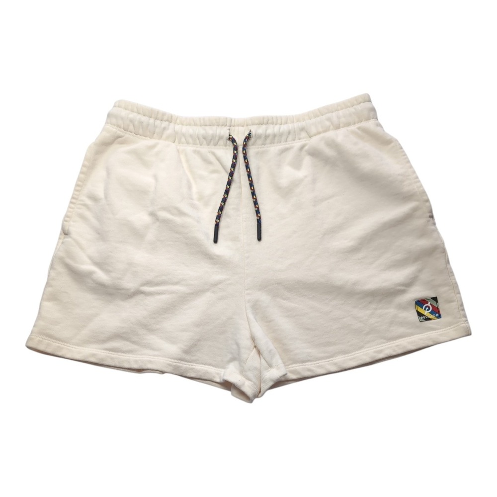 Peloton French Terry Shorts Large Cream White Embroidered Logo Loungewear